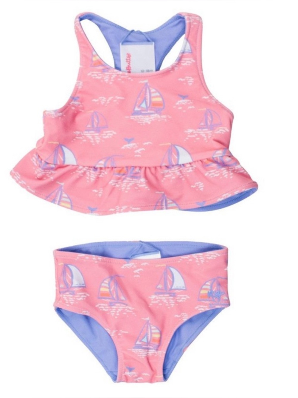 NWT - Rufflebutts baby girls Reversible Peplum Tankini